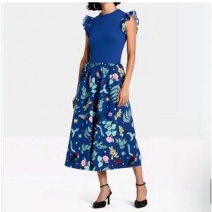 270 NWT LATINO HERITAGE MONTH BLUE FLORAL DRESS